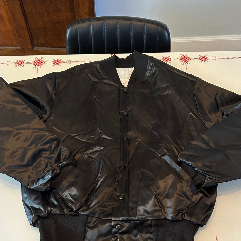 Majestic Shiny Black Bomber Jacket